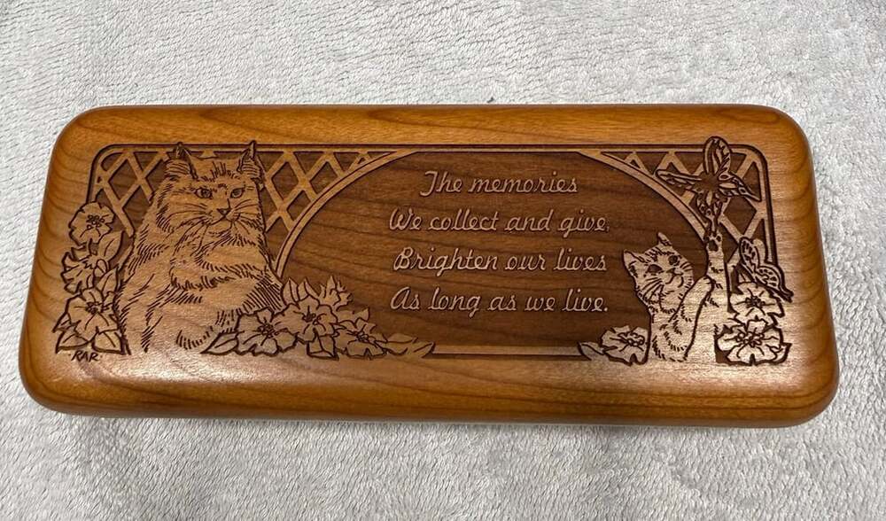 Wilderness Woods Cat Poem Laser Engraved Wood Music Box